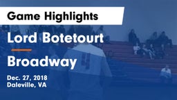 Lord Botetourt  vs Broadway  Game Highlights - Dec. 27, 2018