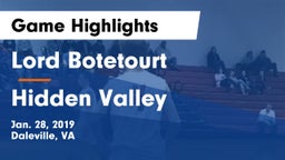 Lord Botetourt  vs Hidden Valley  Game Highlights - Jan. 28, 2019