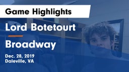 Lord Botetourt  vs Broadway  Game Highlights - Dec. 28, 2019