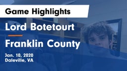 Lord Botetourt  vs Franklin County  Game Highlights - Jan. 10, 2020