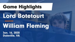 Lord Botetourt  vs William Fleming Game Highlights - Jan. 16, 2020