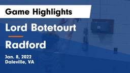 Lord Botetourt  vs Radford  Game Highlights - Jan. 8, 2022