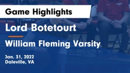 Lord Botetourt  vs William Fleming Varsity Game Highlights - Jan. 31, 2022