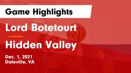 Lord Botetourt  vs Hidden Valley  Game Highlights - Dec. 1, 2021