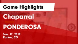Chaparral  vs PONDEROSA  Game Highlights - Jan. 17, 2019