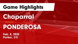 Chaparral  vs PONDEROSA  Game Highlights - Feb. 8, 2020