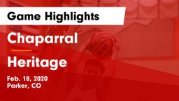 Chaparral  vs Heritage  Game Highlights - Feb. 18, 2020