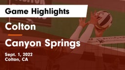 Colton  vs Canyon Springs  Game Highlights - Sept. 1, 2022