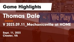 Thomas Dale  vs V 2023.09.11_Mechanicsville at HOME Game Highlights - Sept. 11, 2023