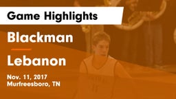 Blackman  vs Lebanon  Game Highlights - Nov. 11, 2017