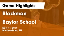 Blackman  vs Baylor School Game Highlights - Nov. 11, 2017