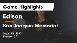 Edison  vs San Joaquin Memorial  Game Highlights - Sept. 28, 2023