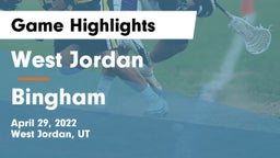 West Jordan  vs Bingham  Game Highlights - April 29, 2022