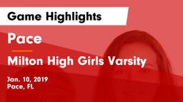 Pace  vs Milton High Girls Varsity Game Highlights - Jan. 10, 2019