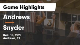 Andrews  vs Snyder  Game Highlights - Dec. 15, 2020