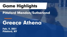 Pittsford Mendon/Sutherland vs Greece Athena  Game Highlights - Feb. 9, 2021