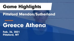 Pittsford Mendon/Sutherland vs Greece Athena  Game Highlights - Feb. 26, 2021