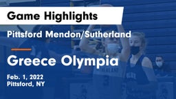 Pittsford Mendon/Sutherland vs Greece Olympia  Game Highlights - Feb. 1, 2022