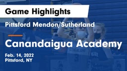 Pittsford Mendon/Sutherland vs Canandaigua Academy  Game Highlights - Feb. 14, 2022