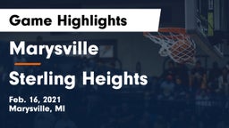 Marysville  vs Sterling Heights  Game Highlights - Feb. 16, 2021