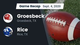 Recap: Groesbeck  vs. Rice  2020