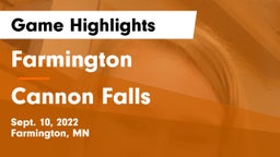 Farmington  vs Cannon Falls  Game Highlights - Sept. 10, 2022
