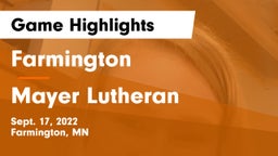 Farmington  vs Mayer Lutheran  Game Highlights - Sept. 17, 2022