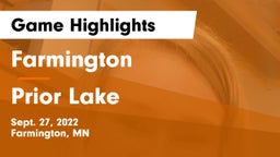 Farmington  vs Prior Lake  Game Highlights - Sept. 27, 2022