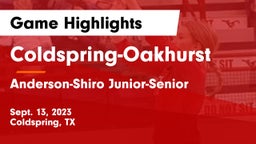 Coldspring-Oakhurst  vs Anderson-Shiro Junior-Senior  Game Highlights - Sept. 13, 2023