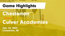 Chesterton  vs Culver Academies Game Highlights - Feb. 23, 2024