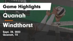 Quanah  vs Windthorst  Game Highlights - Sept. 28, 2022