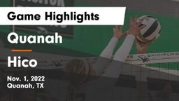 Quanah  vs Hico Game Highlights - Nov. 1, 2022