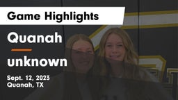 Quanah  vs unknown Game Highlights - Sept. 12, 2023