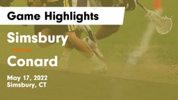 Simsbury  vs Conard  Game Highlights - May 17, 2022