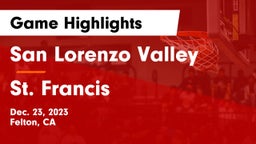 San Lorenzo Valley  vs St. Francis  Game Highlights - Dec. 23, 2023