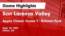 San Lorenzo Valley  vs Apple Classic Game 1 - Rohnert Park Game Highlights - Sept. 23, 2023