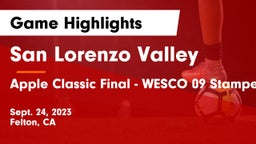 San Lorenzo Valley  vs Apple Classic Final - WESCO 09 Stampede Game Highlights - Sept. 24, 2023