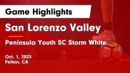 San Lorenzo Valley  vs Peninsula Youth SC Storm White Game Highlights - Oct. 1, 2023