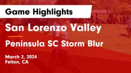 San Lorenzo Valley  vs Peninsula SC Storm Blur Game Highlights - March 2, 2024