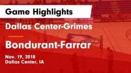 Dallas Center-Grimes  vs Bondurant-Farrar  Game Highlights - Nov. 19, 2018