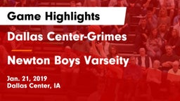 Dallas Center-Grimes  vs Newton Boys Varseity  Game Highlights - Jan. 21, 2019