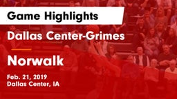 Dallas Center-Grimes  vs Norwalk  Game Highlights - Feb. 21, 2019