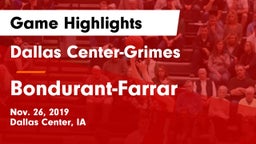 Dallas Center-Grimes  vs Bondurant-Farrar  Game Highlights - Nov. 26, 2019