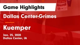 Dallas Center-Grimes  vs Kuemper  Game Highlights - Jan. 25, 2020