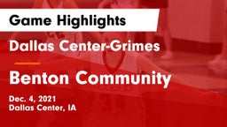 Dallas Center-Grimes  vs Benton Community Game Highlights - Dec. 4, 2021