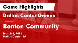 Dallas Center-Grimes  vs Benton Community Game Highlights - March 1, 2022