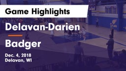 Delavan-Darien  vs Badger  Game Highlights - Dec. 4, 2018