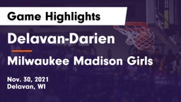 Delavan-Darien  vs Milwaukee Madison Girls Game Highlights - Nov. 30, 2021
