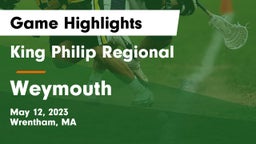 King Philip Regional  vs Weymouth  Game Highlights - May 12, 2023
