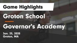 Groton School  vs Governor's Academy  Game Highlights - Jan. 25, 2020